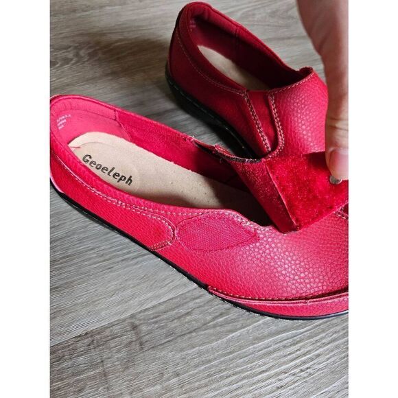 Geoeleph Red Leather Comfort Lightweight Slip On Shoes size 7.5 - Picture 3 of 6